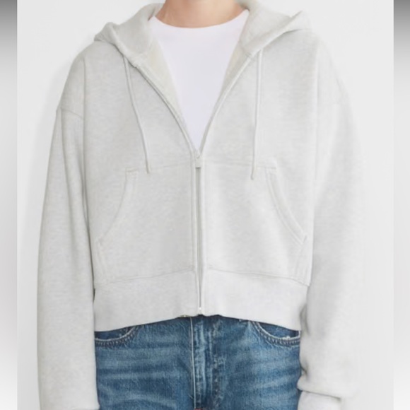 Aritzia TNA Cozyfleece Sweat Set Heather Cloud White - Picture 2 of 5